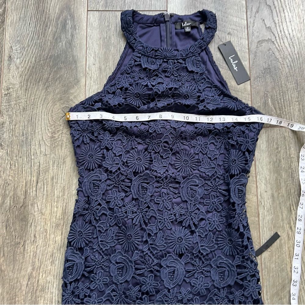 Lulu’s Love Poem NWT Navy Blue Lace Floral Mini Dress Size Medium - Picture 10 of 14